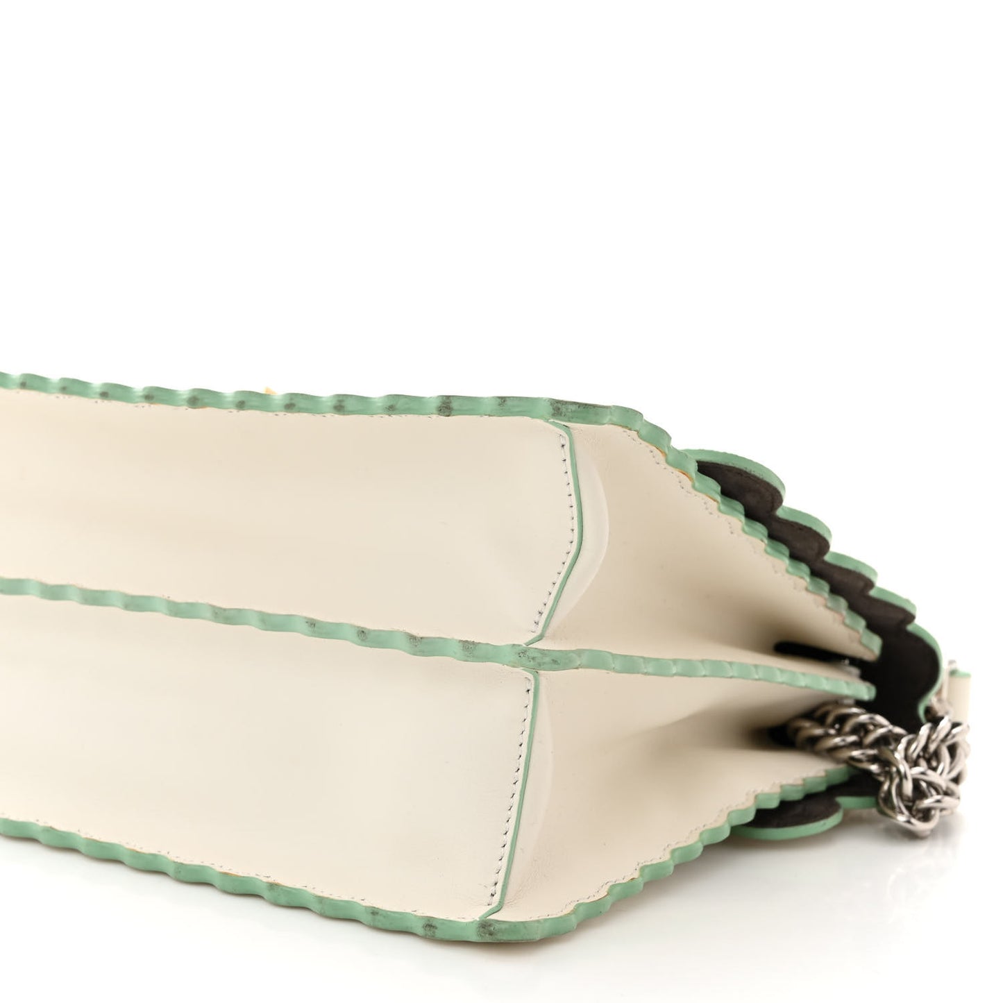 Vitello Liberty Scalloped Studded Kan I Shoulder Bag Bianco