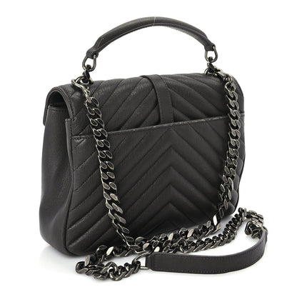 Saint Laurent Sheepskin Matelasse Chevron Monogram Medium College Satchel Dark Anthracite 2 of 8
