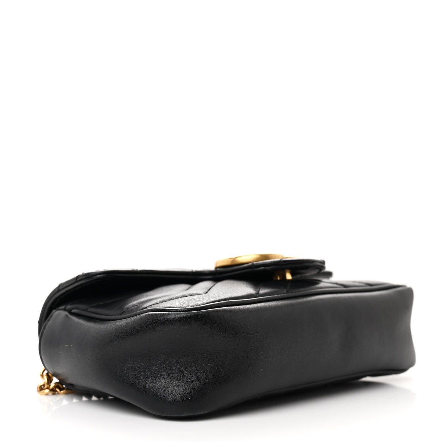 Calfskin Matelasse Super Mini GG Marmont Shoulder Bag Black