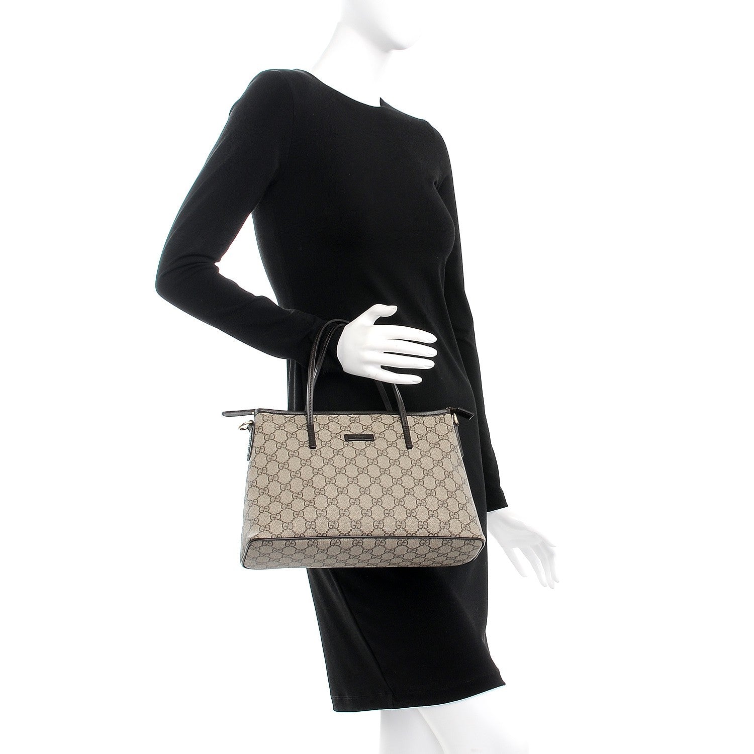 Gucci GG Supreme Monogram Small Zippered Tote Dark Brown 3 of 8