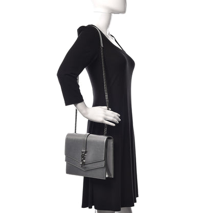 Saint Laurent Grain De Poudre Monogram Medium Sulpice Shoulder Bag Silver 2 of 8