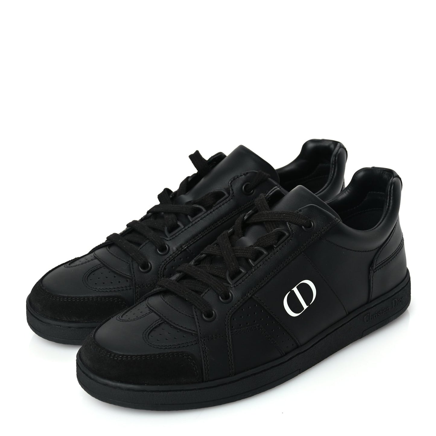 Calfskin Suede Logo Sneakers 36.5 Black