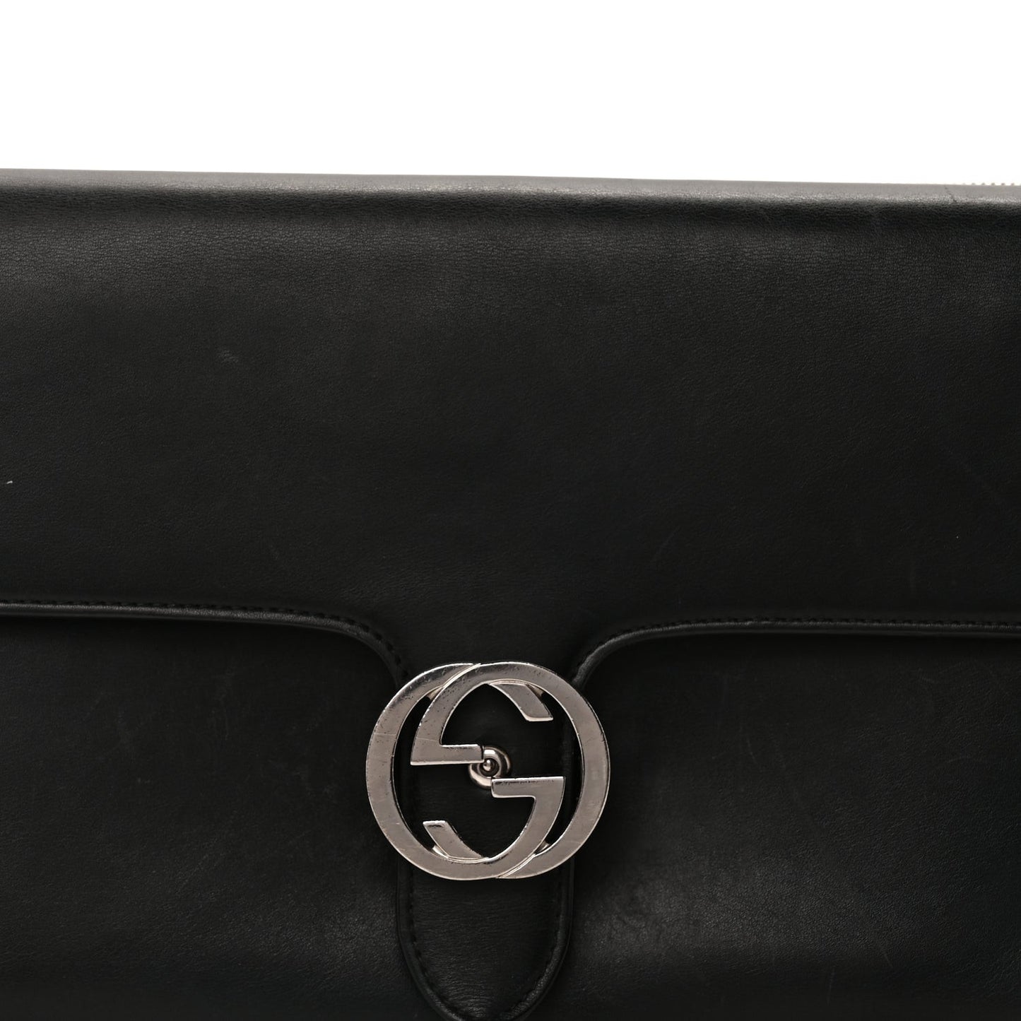 Moon Calfskin Medium Interlocking G Shoulder Bag  Black