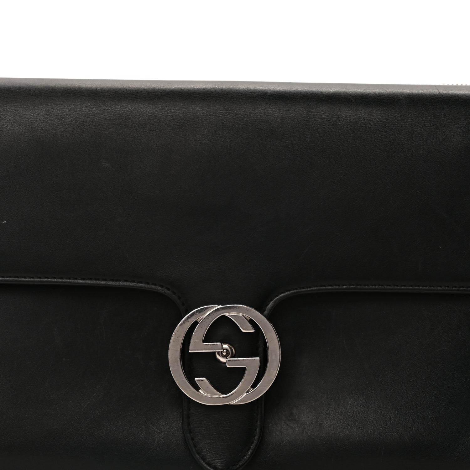 Gucci Moon Calfskin Medium Interlocking G Shoulder Bag  Black 6 of 8