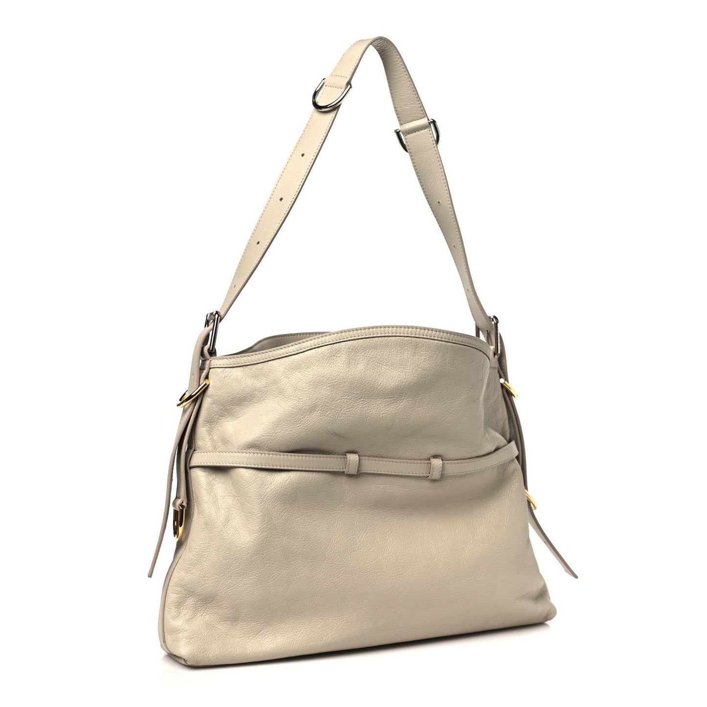 Tumbled Calfskin Medium Voyou Bag Natural Beige