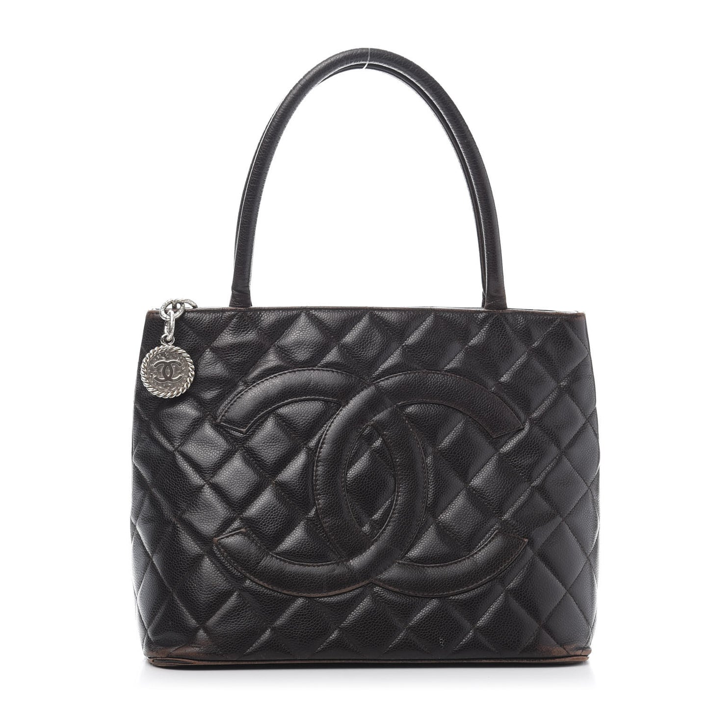 Caviar Quilted Medallion CC Tote Dark Brown