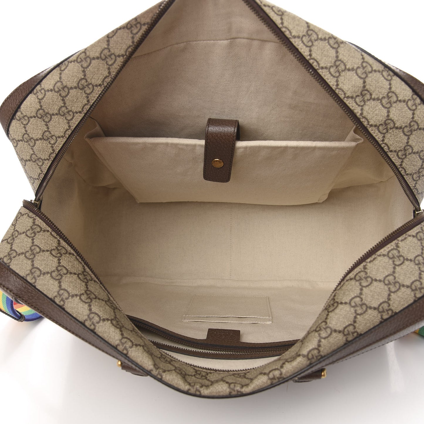 GG Supreme Monogram Rainbow Strap Briefcase Brown