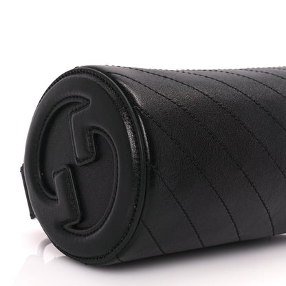 Gucci Sakai Be Green Calfskin Diagonal Stitched Mini Blondie Barrel Shoulder Bag Black 7 of 8