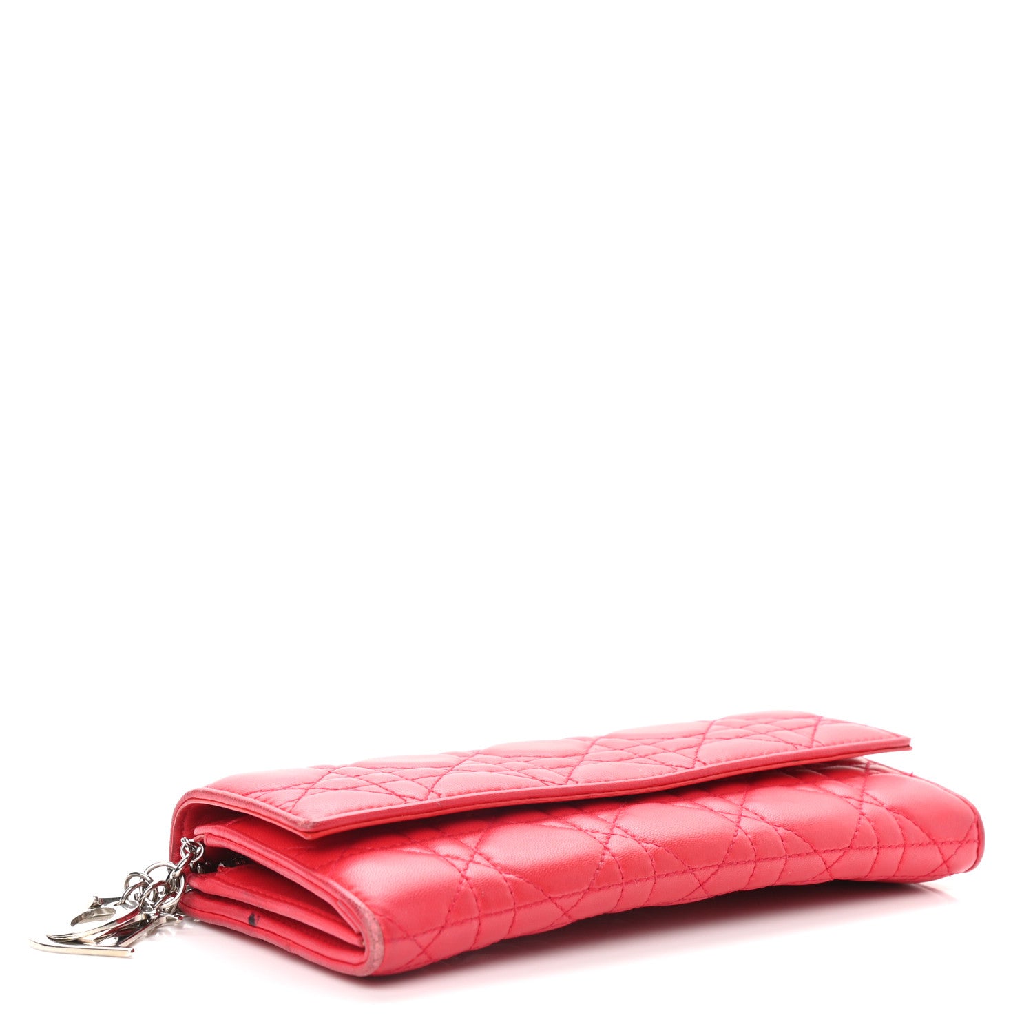 Christian Dior Lambskin Cannage Rendez-vous Chain Wallet Red 4 of 10