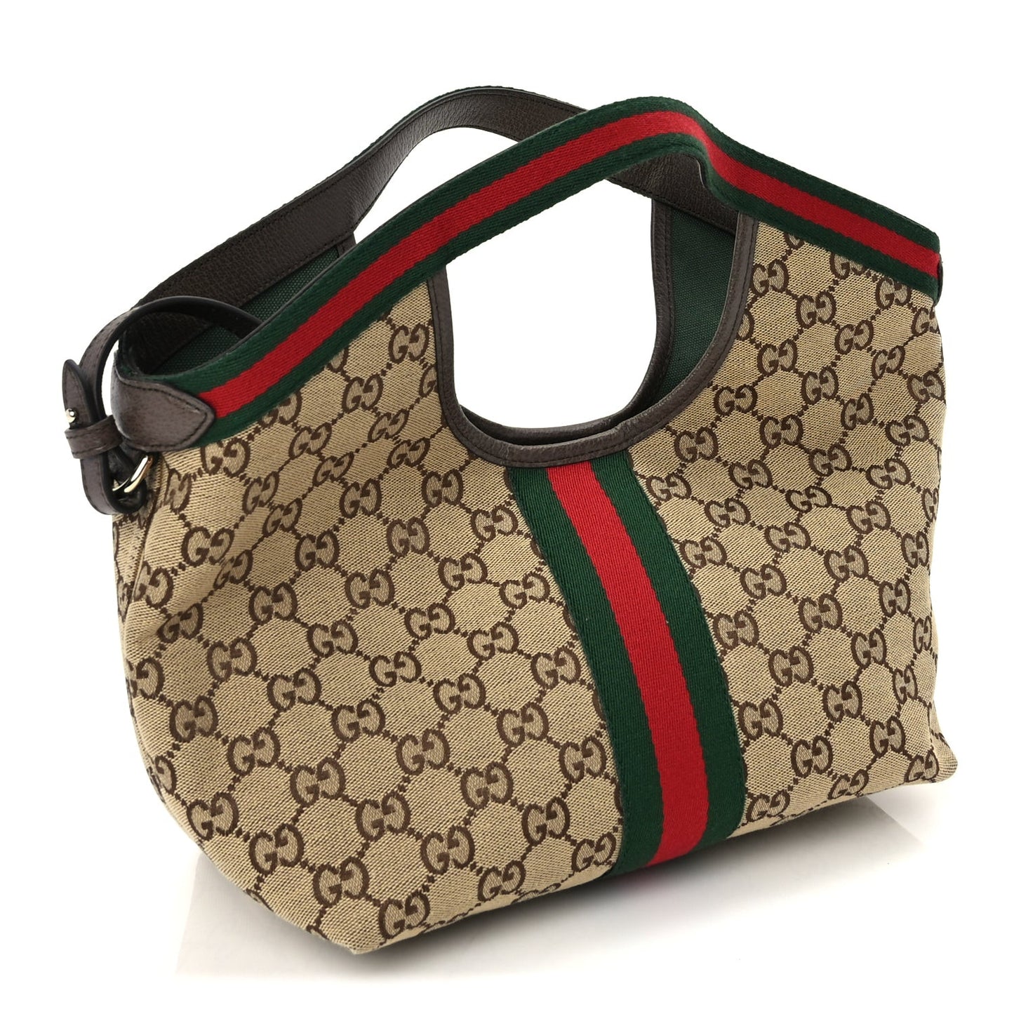 Monogram Web Small Giglio Tote Beige  Dark Brown