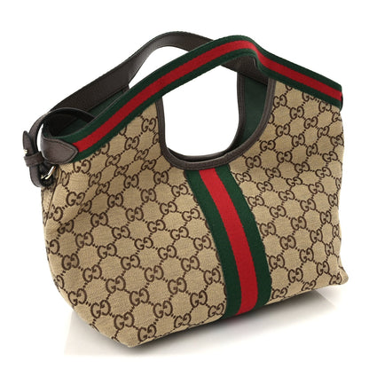 Gucci Monogram Web Small Giglio Tote Beige  Dark Brown 4 of 11