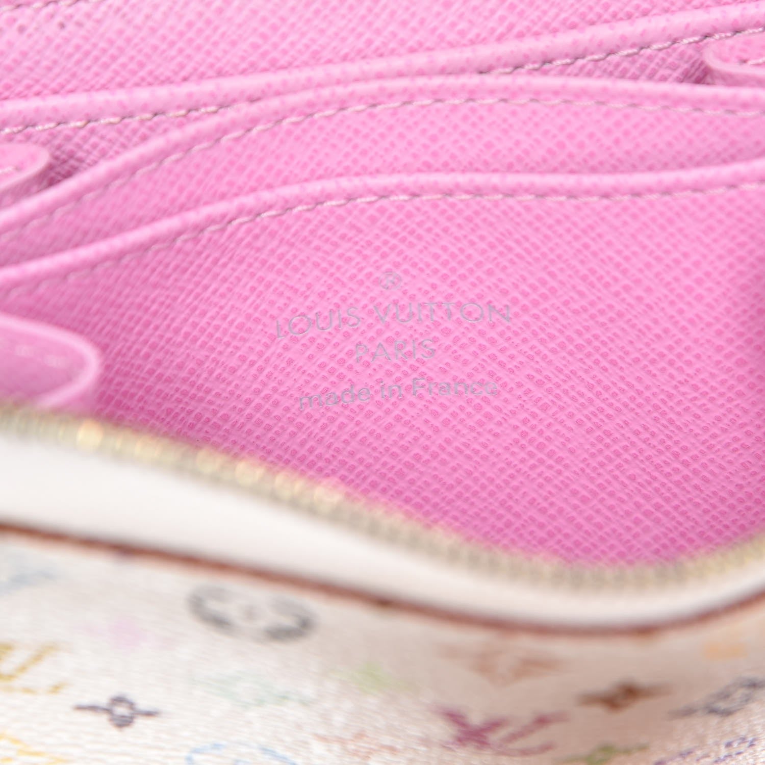 Louis Vuitton Monogram Multicolor Zippy Coin Purse Wallet White Litchi 6 of 7