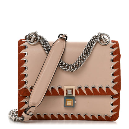 Fendi Vitello Liberty Lucido Ribbon Lace Up Studded Small Kan I Shoulder Bag Plaster 1 of 12