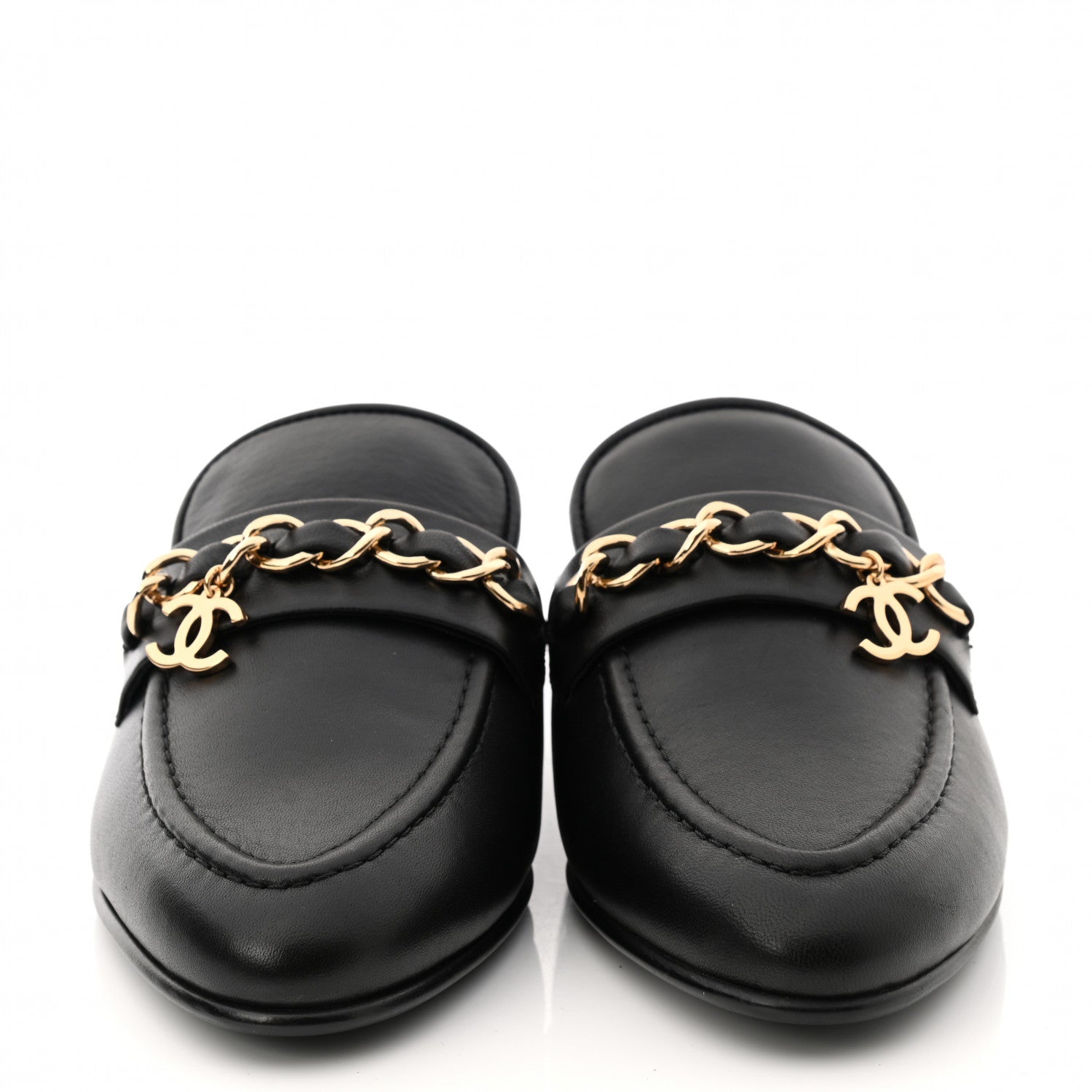 Chanel Lambskin Chain CC Mules 38 Black 2 of 9