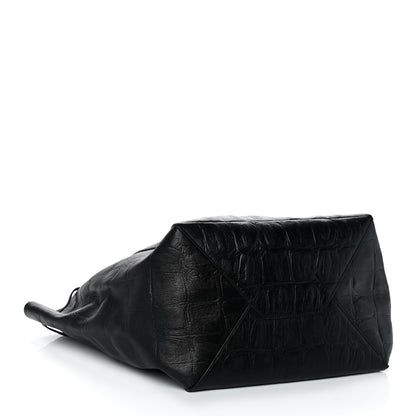 Celine Crocodile Embossed Calfskin Medium Belt Cabas Phantom Black 3 of 11