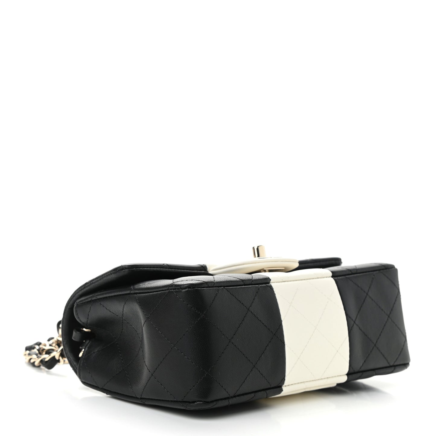 Lambskin Quilted Mini Rectangular Flap Black White