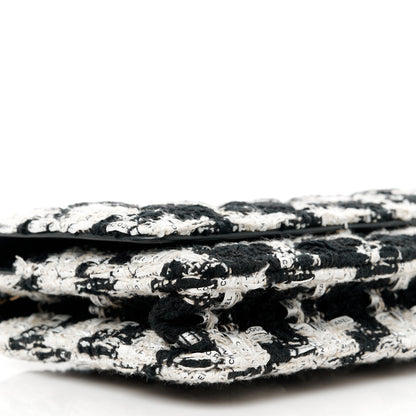 Chanel Tweed Quilted Wallet On Chain WOC Black Ecru White 9 of 11