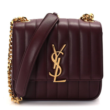 Saint Laurent Lambskin Matelasse Monogram Medium Vicky Chain Bag Dark Legion Red 1 of 8
