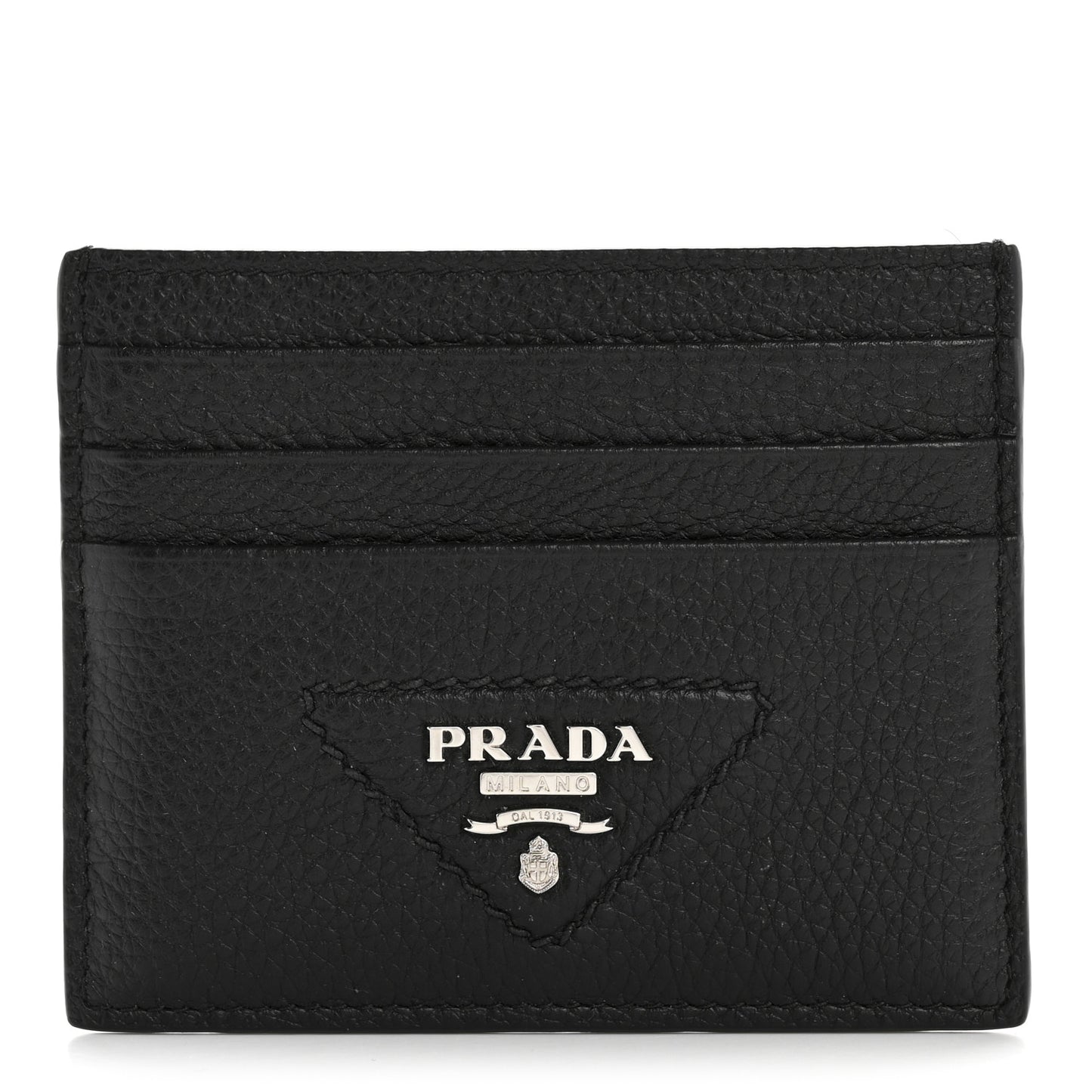 Vitello Daino Triangle Card Holder Black