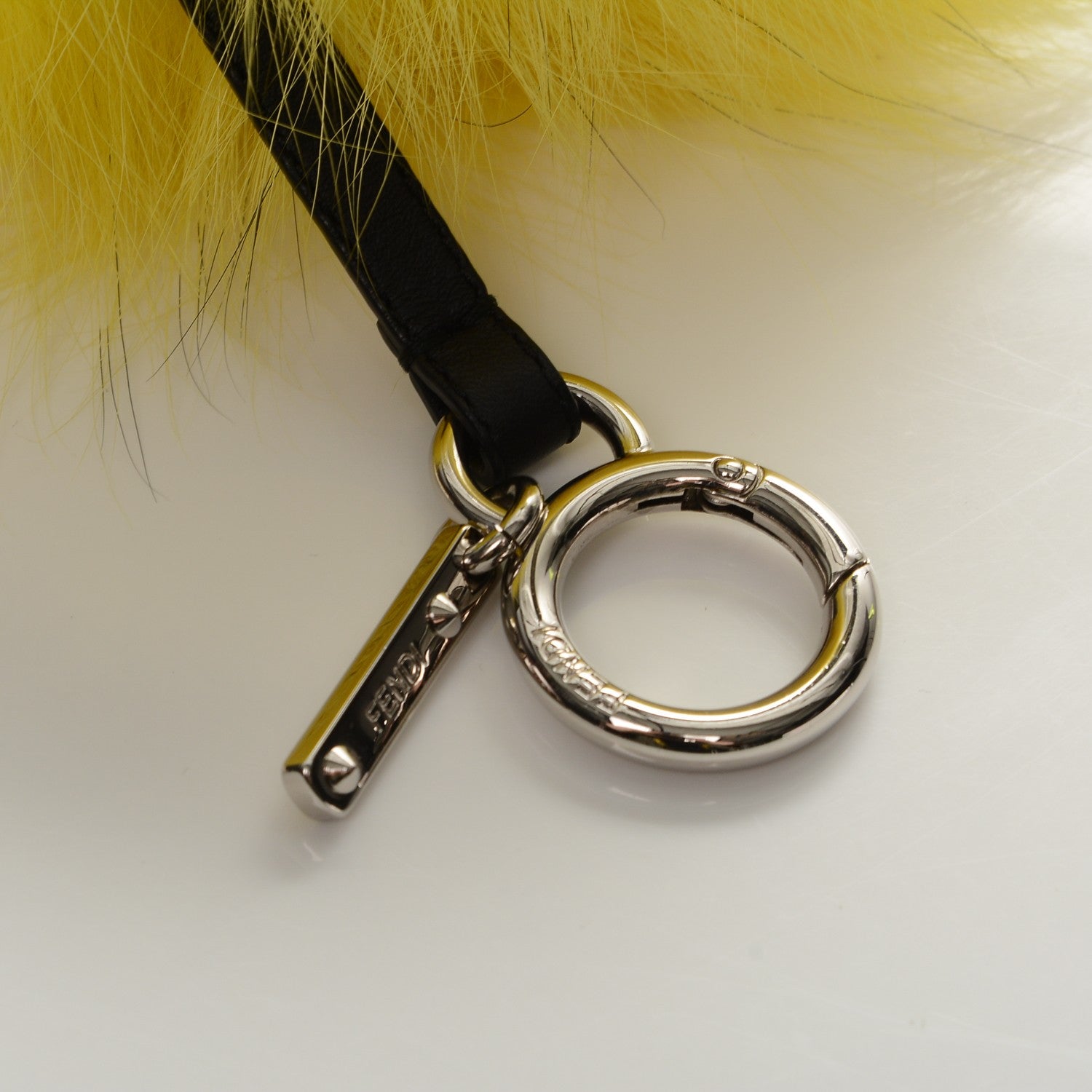 Fendi Fox Mink Rabbit Fur Vitello Dolce Flashy Monster Bag Bug Charm Giallo Fluo Multicolor 3 of 4