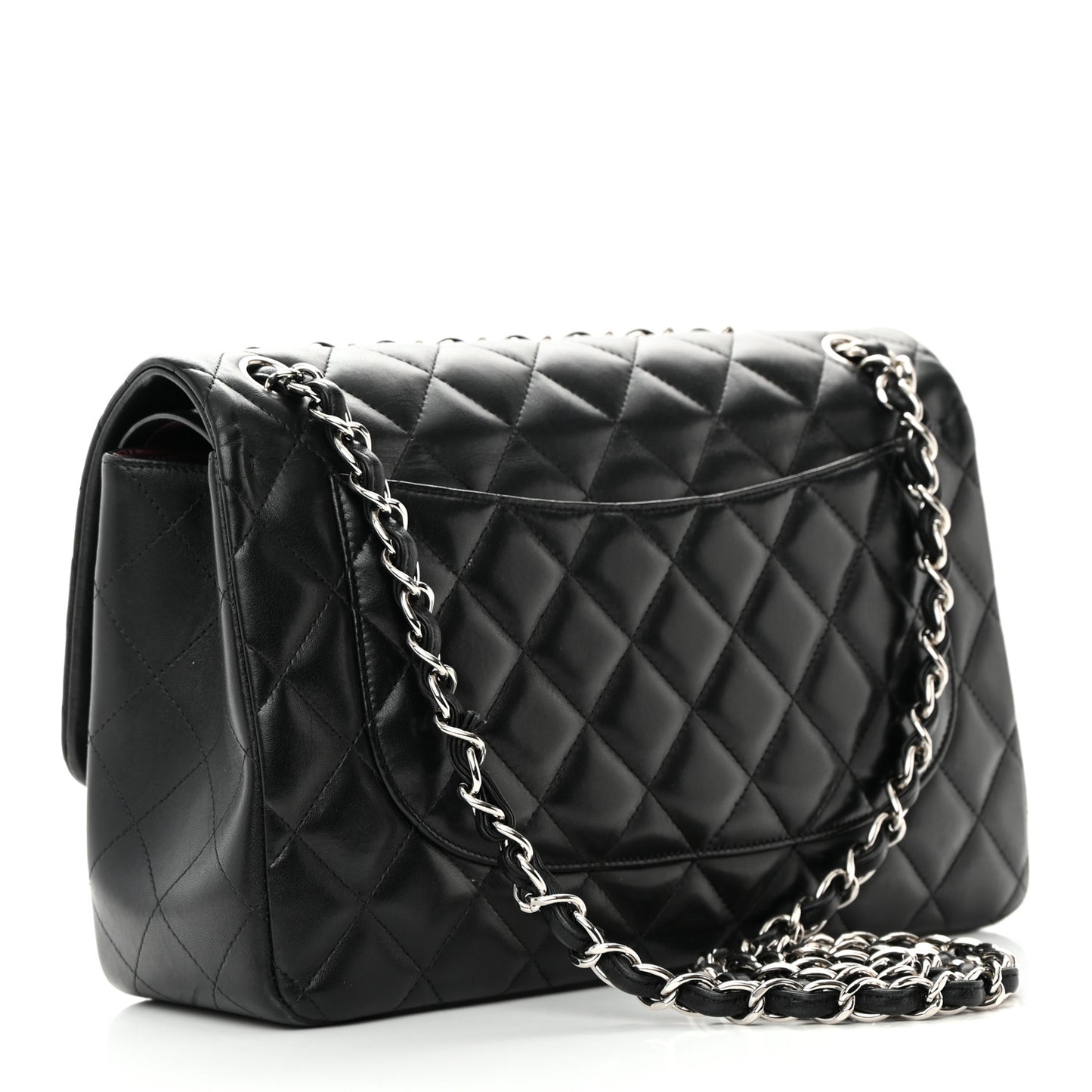 Lambskin Quilted Jumbo Double Flap Black