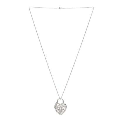 Tiffany Sterling Silver Large Filigree Heart Key Pendant Necklace 2 of 4