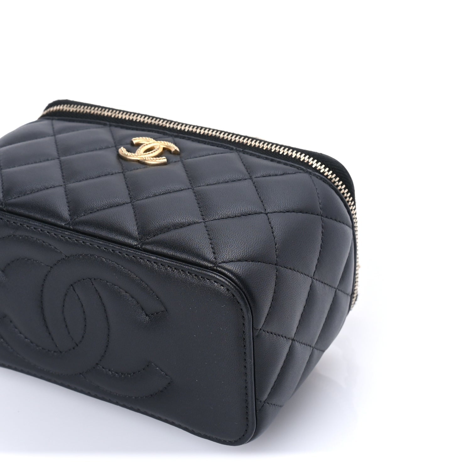 Chanel Lambskin Quilted Metal Twist Small Top Handle Vanity Case With Chain  Black 10 of 10