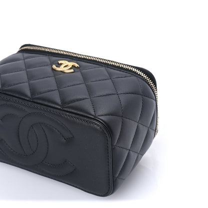 Chanel Lambskin Quilted Metal Twist Small Top Handle Vanity Case With Chain  Black 10 of 10