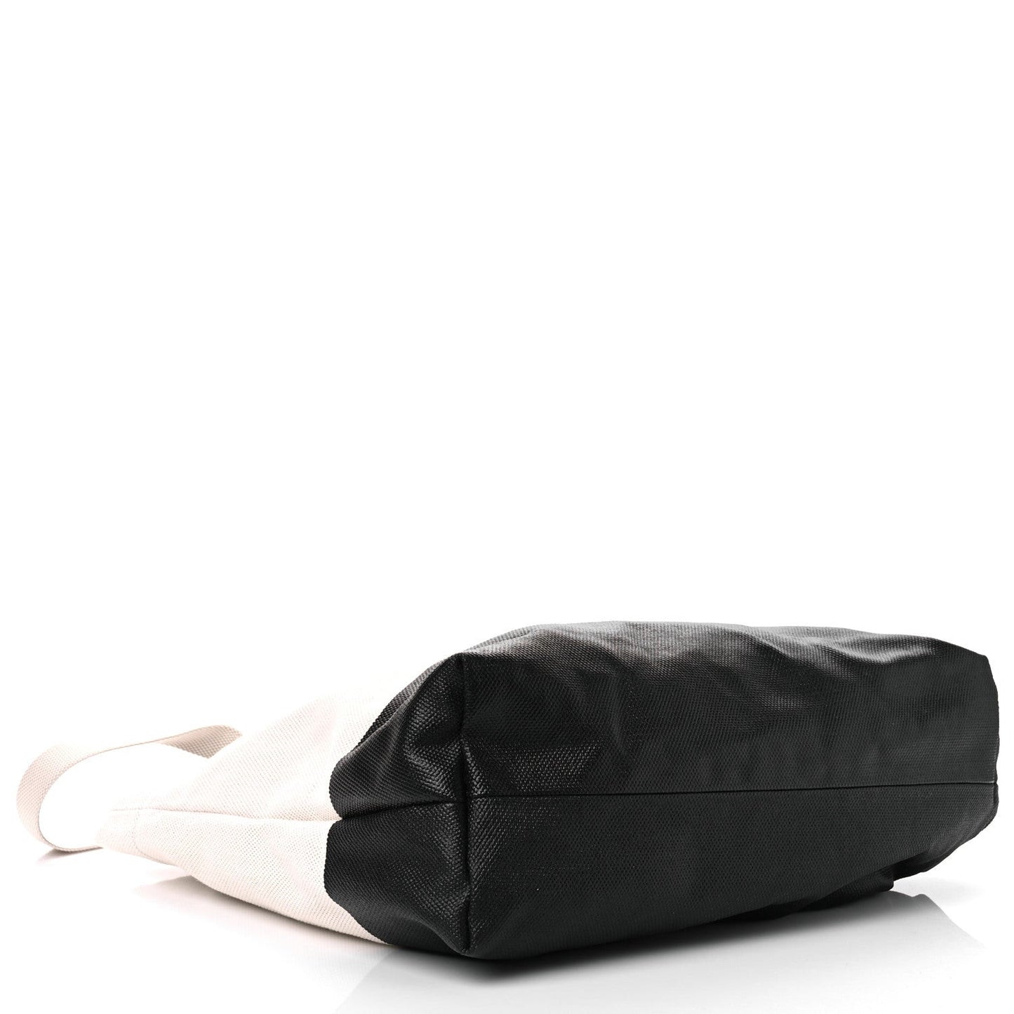 Canvas Logo Embossed Black Tote Beige