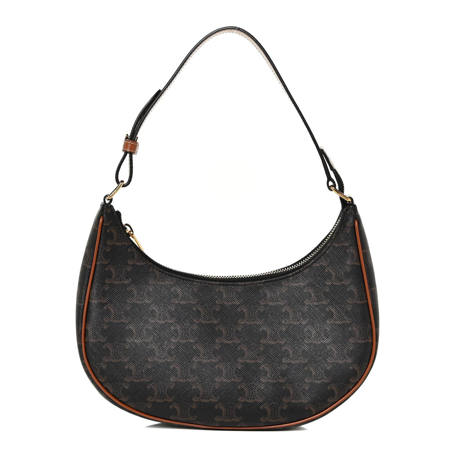 Celine Triomphe Canvas Calfskin Ava Shoulder Bag Tan 1 of 12