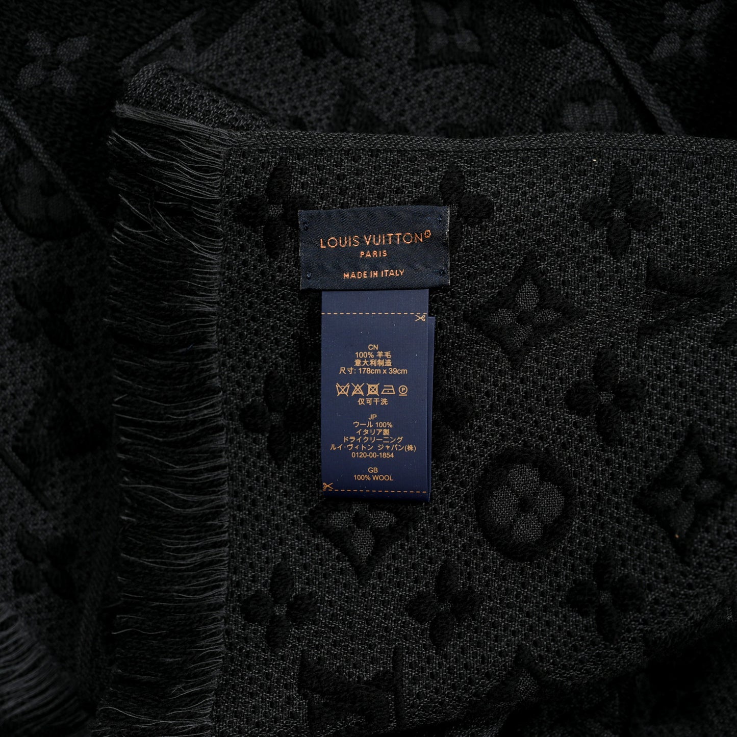 Wool Monogram Classic Scarf Black