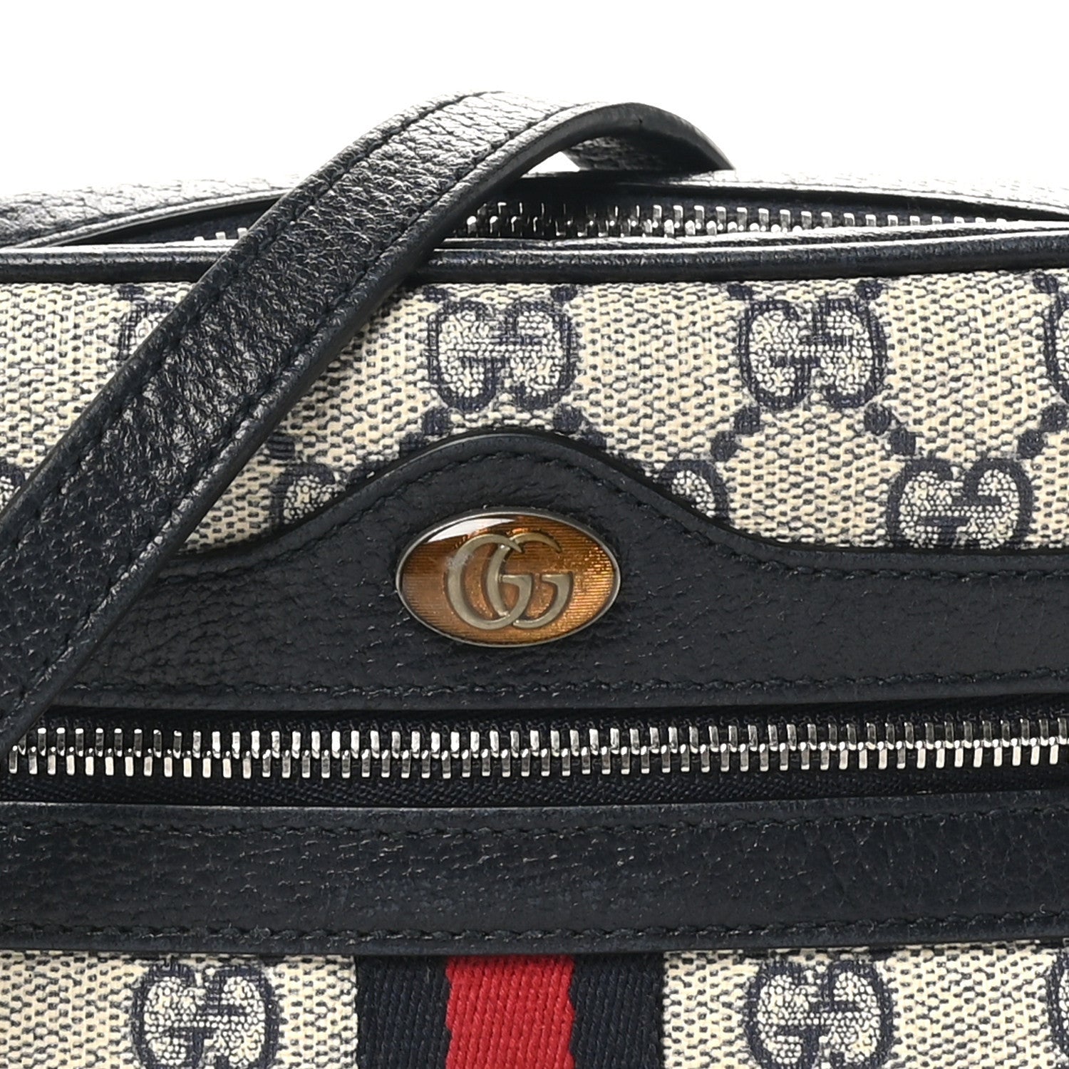Gucci GG Supreme Monogram Textured Dollar Calfskin Web Mini Ophidia Shoulder Bag Beige Blue 7 of 7