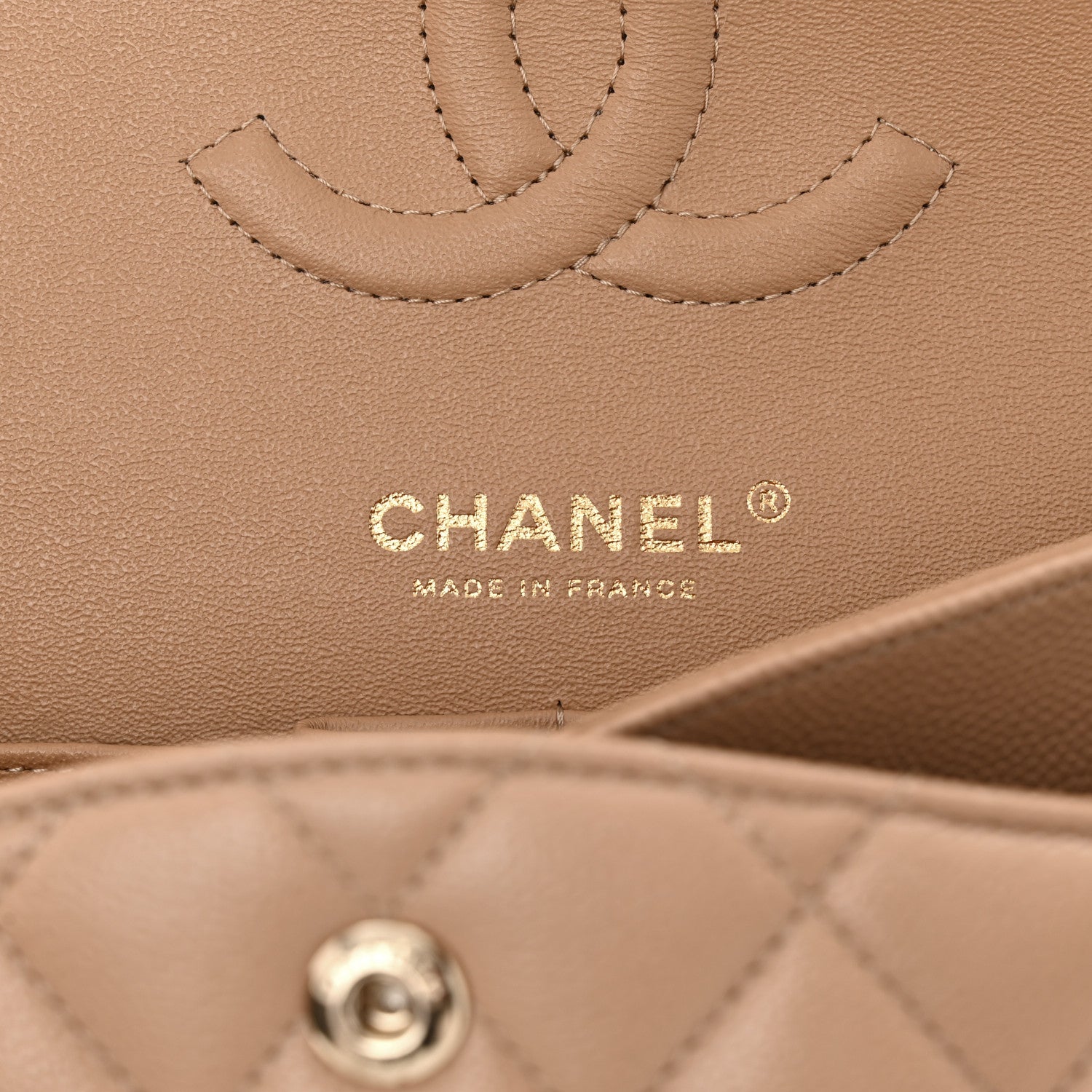 Chanel Caviar Quilted Medium Double Flap Beige 6 of 11