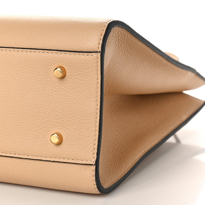 Versace Grained Calfskin Large Virtus Top Handle Shoulder Bag Beige 7 of 8