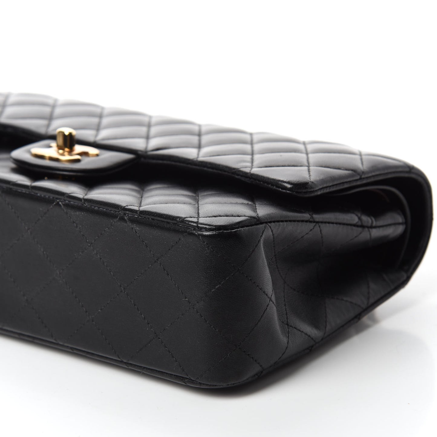 Lambskin Quilted Medium Double Flap Black