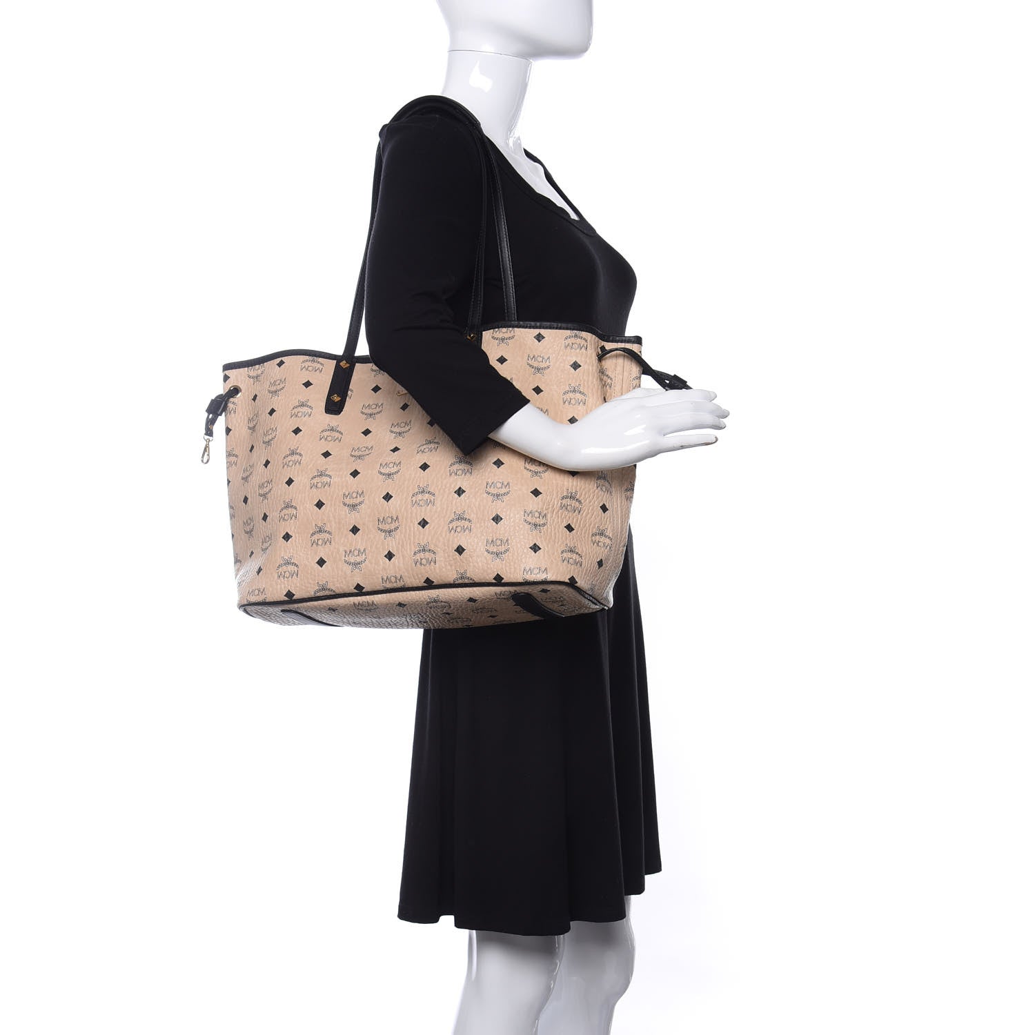 MCM Visetos Medium Project Reversible Shopper Tote Beige 2 of 14