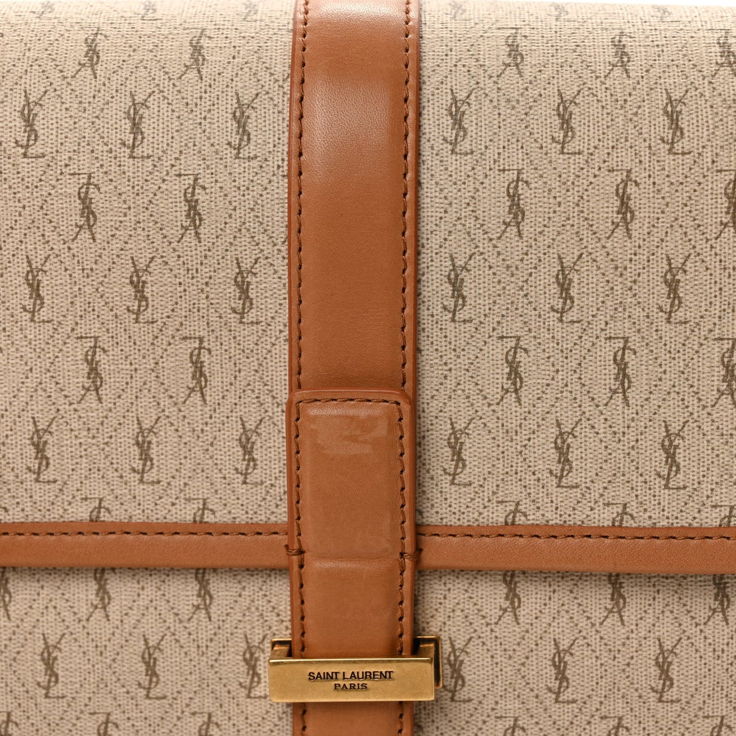 Canvas All-Over Monogram Small Le Monogramme Satchel Beige Kaki Brown Gold