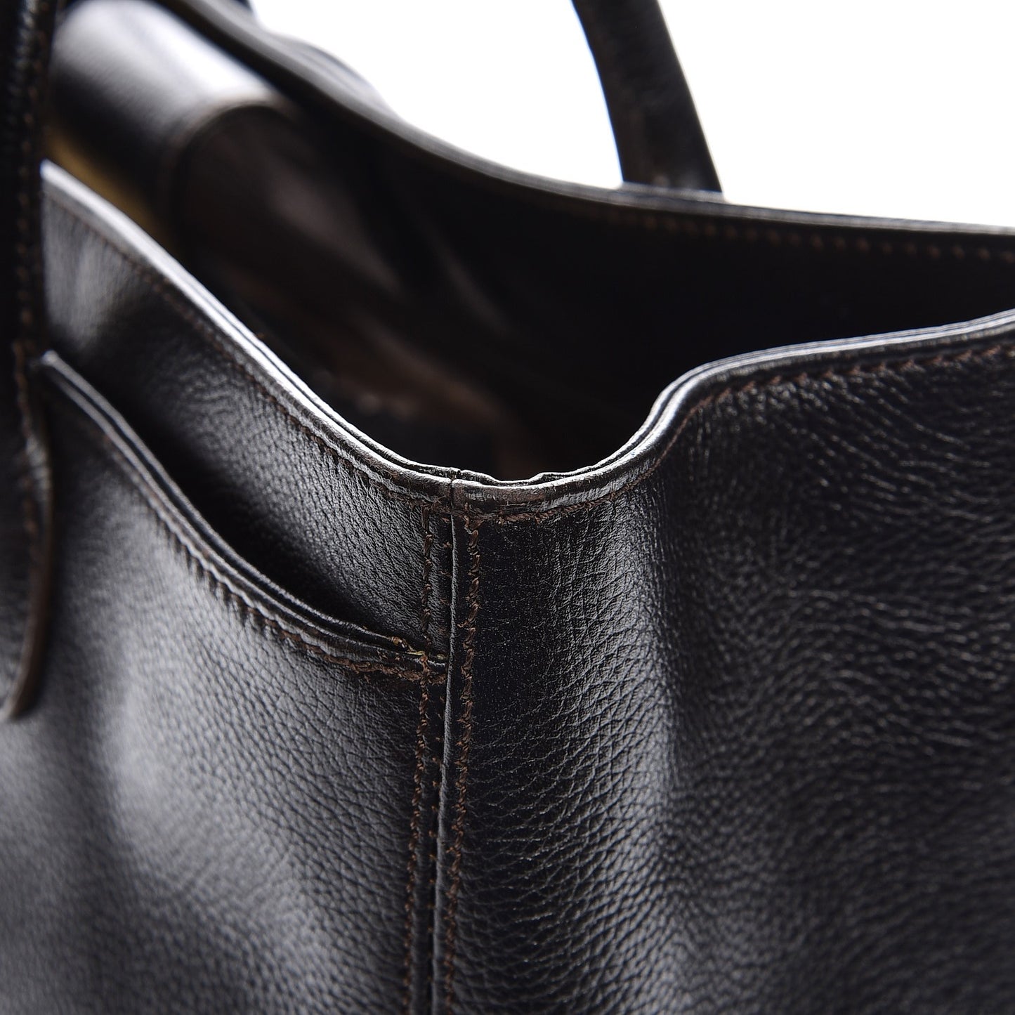 Calfskin Cerf Executive Shopper Tote Dark Brown