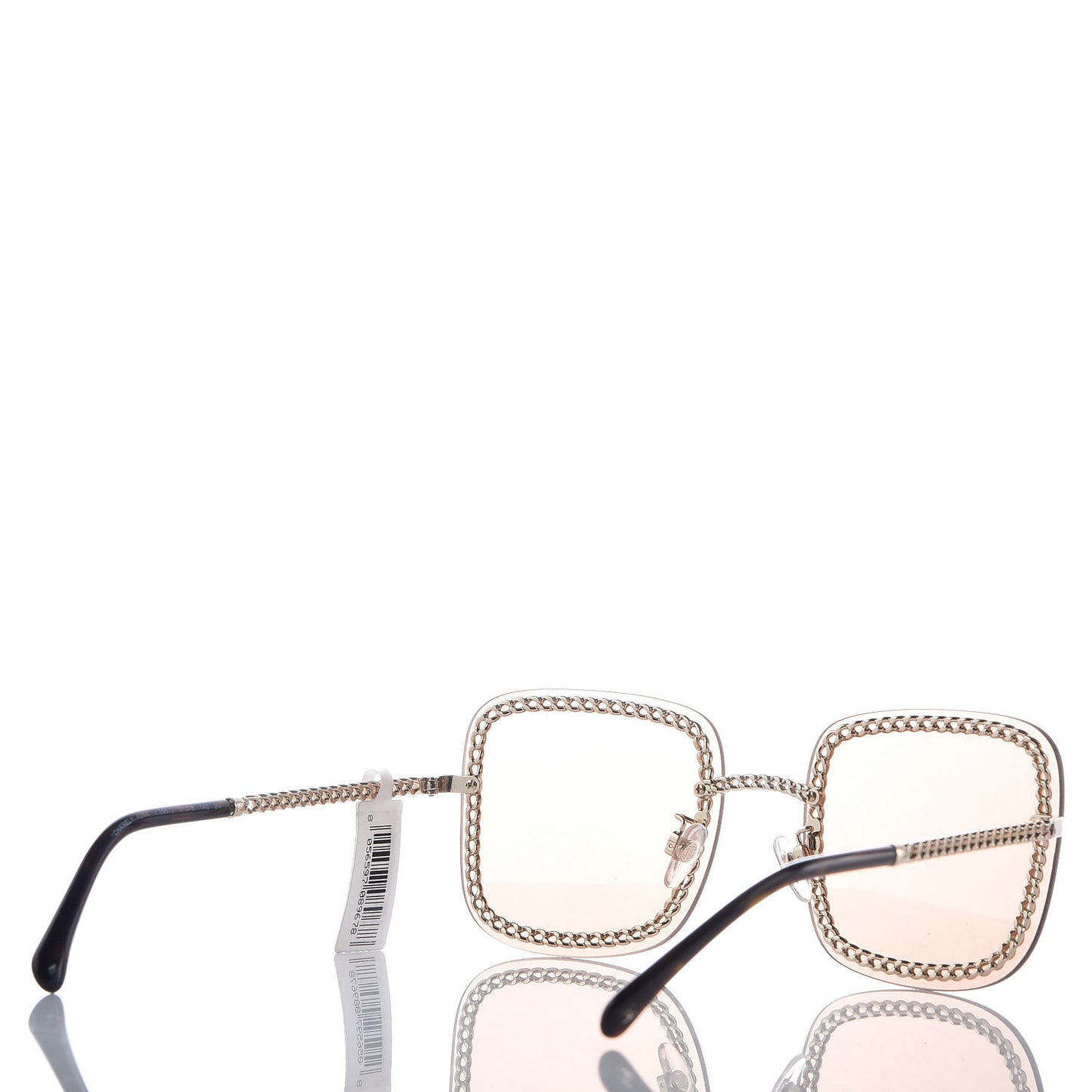 Metal Removable Chain Square Sunglasses 4244 Light Brown