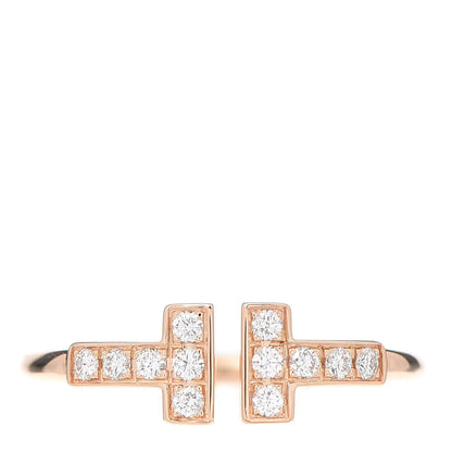 Tiffany 18K Rose Gold Diamond T Wire Ring 48 4.5 1 of 5