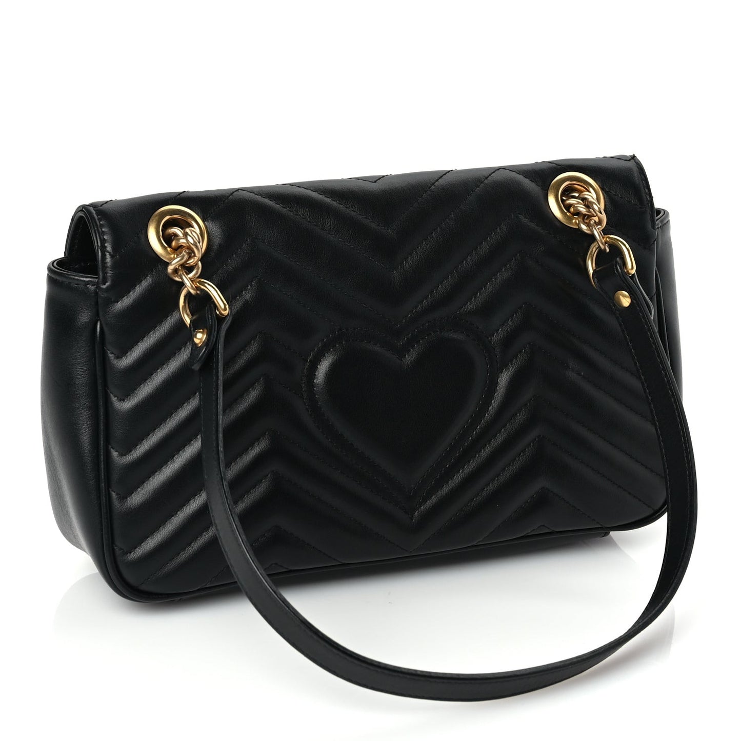 Calfskin Matelasse Small GG Marmont Shoulder Bag Black