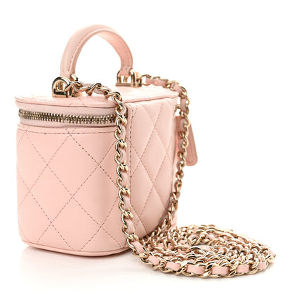 Chanel Lambskin Quilted Mini Top Handle Vanity Case With Chain Light Pink 3 of 10