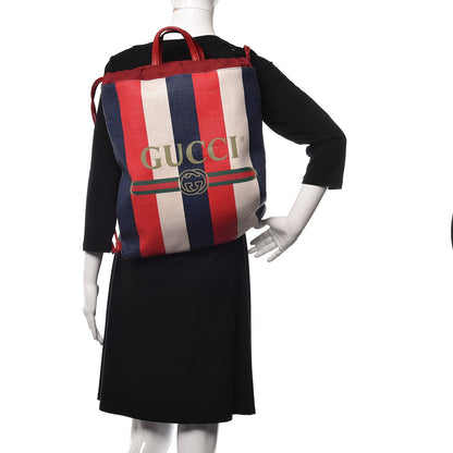 Gucci Canvas Logo Sylvie Stripe Drawstring Backpack Red 2 of 11