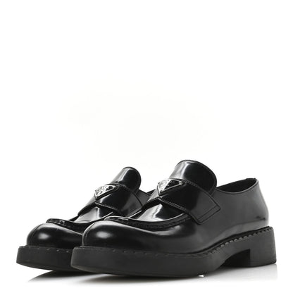 Prada Spazzolato Metal Triangle Logo 50mm Loafers 40 Black 4 of 7