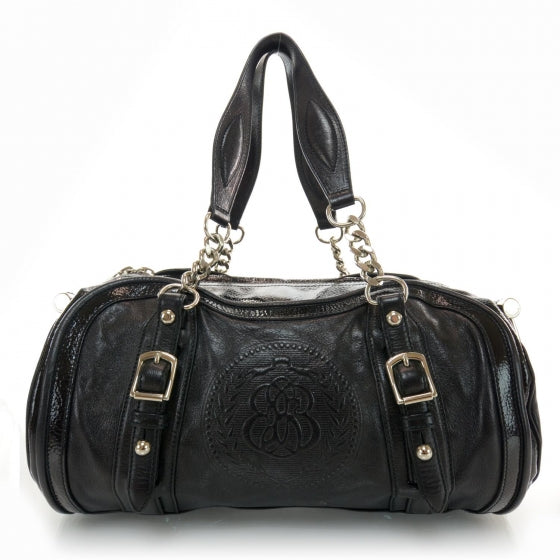 Balenciaga Leather Embossed Logo Satchel Black 1 of 7