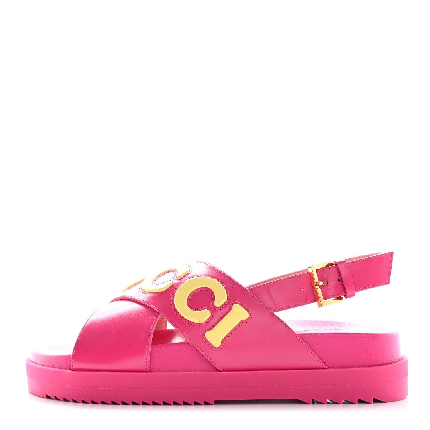 Gucci Calfskin Elizabeth Nappa Charlotte Logo Slingback Sandals 37.5 Fancy Fuchsia 1 of 13