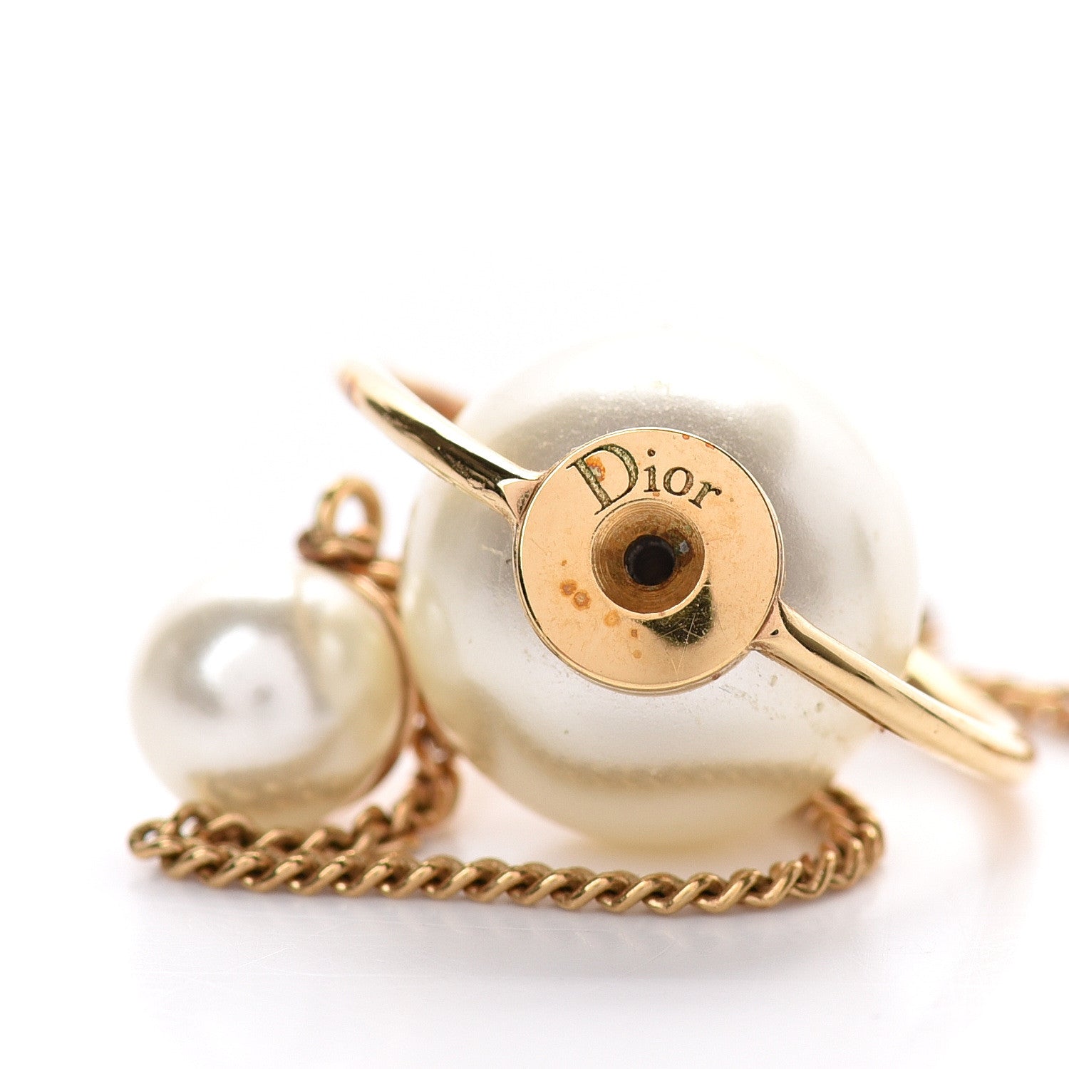 Christian Dior Pearl Tribales Dangle Chain Earrings Gold 4 of 5