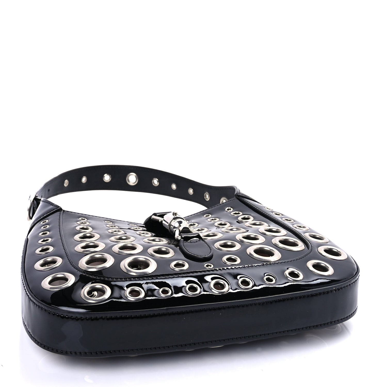 Gucci Patent Ha Ha Ha Jackie 1961 Eyelet Hobo Black 3 of 8
