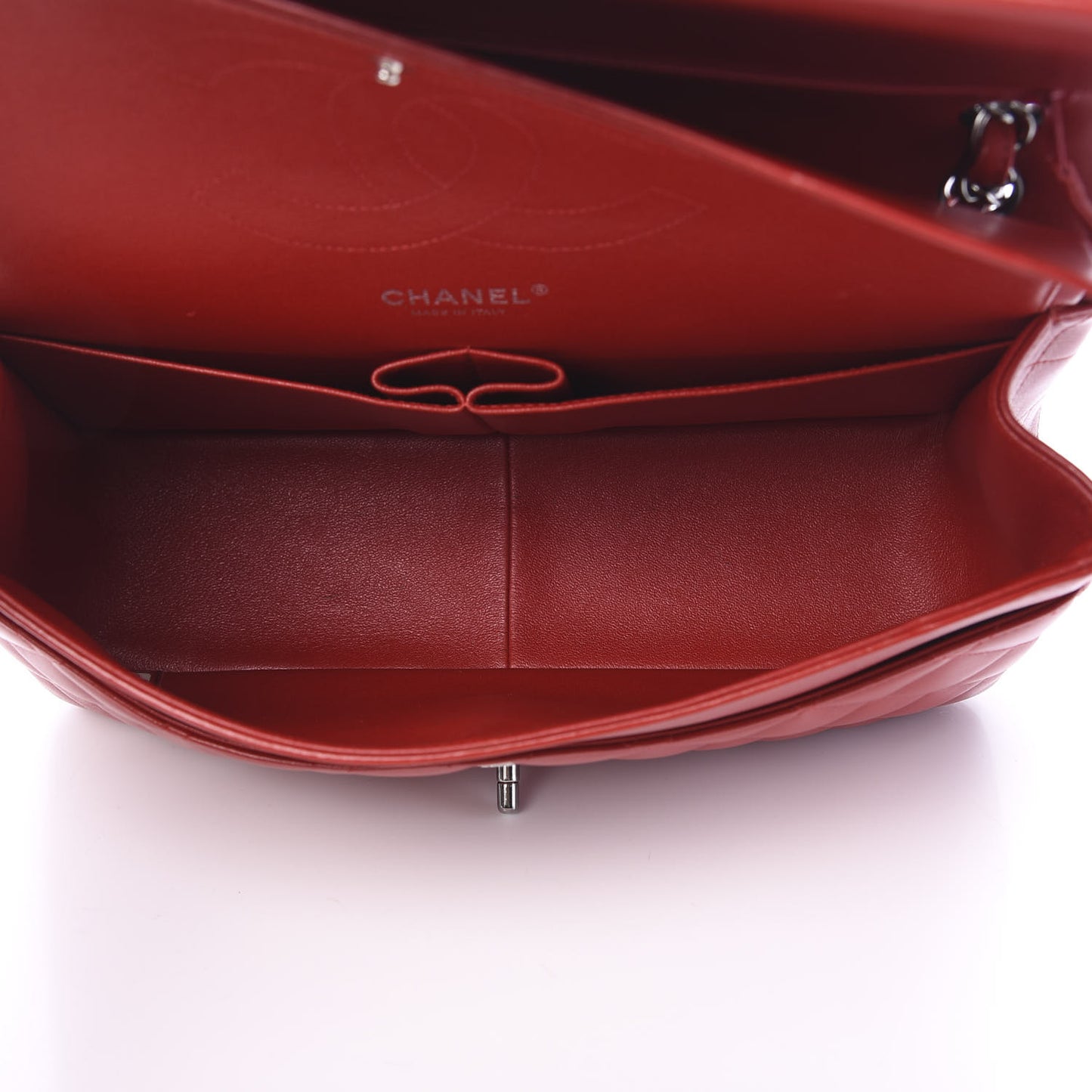 Lambskin Quilted Jumbo Double Flap Red