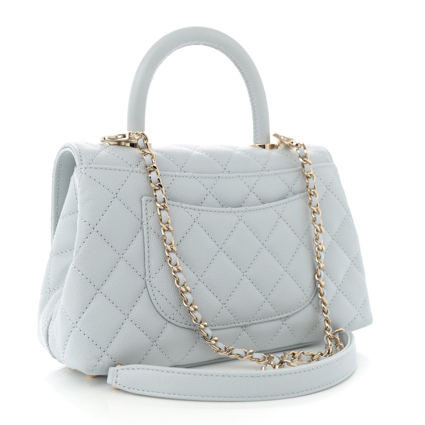 Caviar Quilted Mini Coco Handle Flap Light Blue